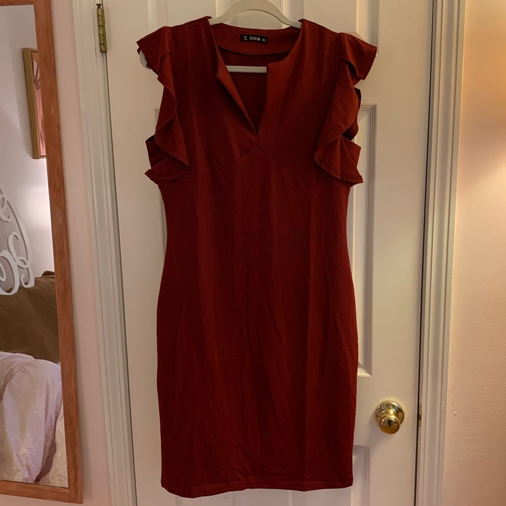 Burgundy Ruffle Dress
